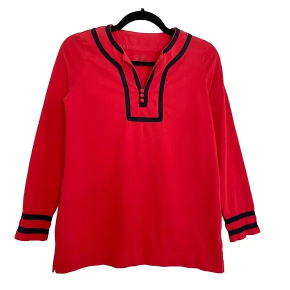 Vineyard vines red with navy trim blouse xs - Picture 2 of 9